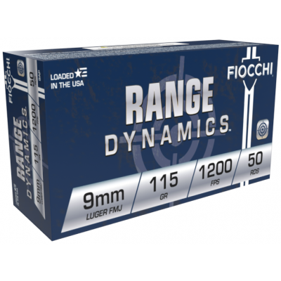 Fiocchi Range Dynamics 9MM Ammo 115gr FMJ 50 Rounds
