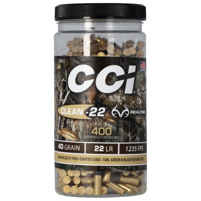 CCI Clean-22 .22LR Ammo 40gr Polycoated Round Nose 400-Round Pack