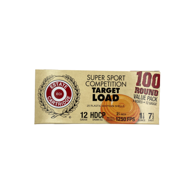 Estate Cartridge Company Super Sport Competition Target 12 Gauge 2.75" 1 1/8OZ #7.5 Shot Ammo - 200 Shells (Two 100 Shell Cases)
