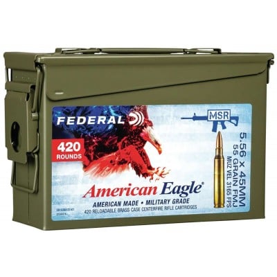 Federal American Eagle 5.56x45mm NATO Ammo 55gr FMJ 420-Round Ammo Can
