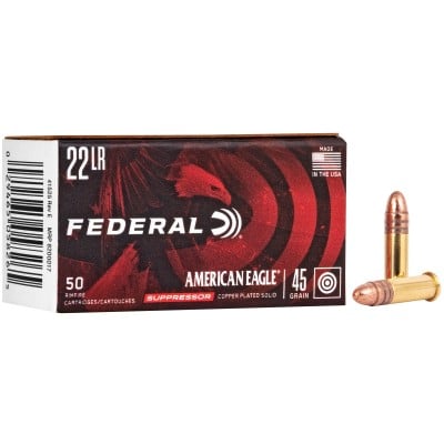 Federal American Eagle Subsonic .22 LR Ammo 45gr CPLRN 50 Rounds