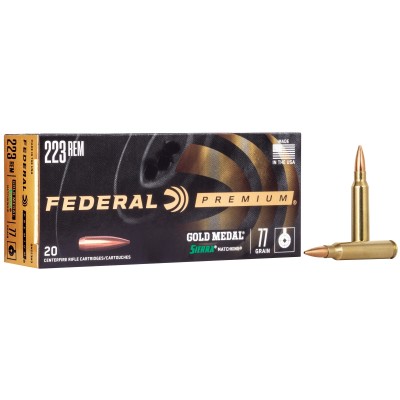 Federal Premium Gold Medal Match .223 Remington Ammo 77gr BTHP 20 Rounds
