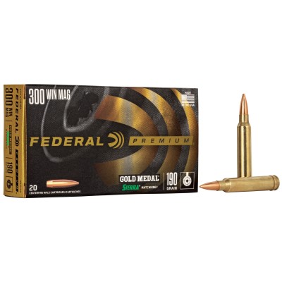 Federal Premium Gold Medal 300 Win Mag Ammo 190gr Boat Tail Hollow Point 20 Rounds