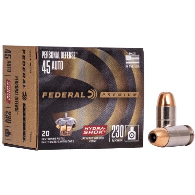 Federal Hydra-Shok .45 ACP Ammo 230gr Hollow-Point 20 Rounds