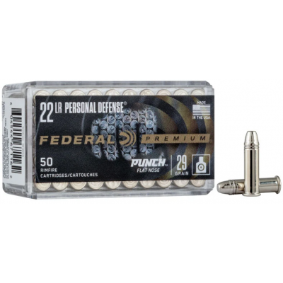 Federal Personal Defense Punch .22 LR 29gr Nickel Plated Lead Core 50 Rounds