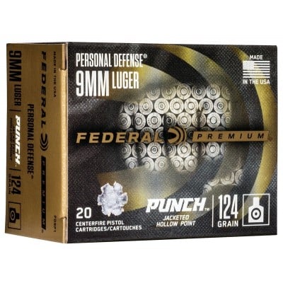 Federal Personal Defense Punch 9mm Luger Ammo 124gr 20 Rounds
