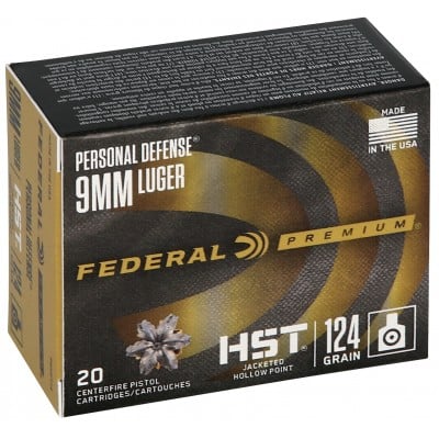 Federal Premium HST 9mm Ammo 124gr JHP 20 Rounds