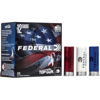 Federal Top Gun 12 Gauge Ammo 2.75" #8 1 1/8oz 25-Round Box Special Red, White, & Blue Edition