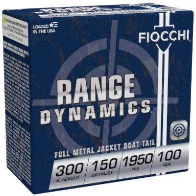 Fiocchi Range Dynamics 300 Blackout Ammo 150gr FMJBT 100 Rounds