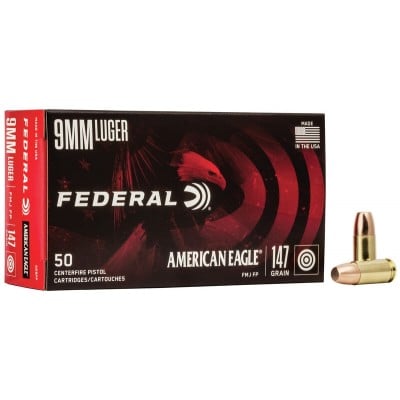 Federal American Eagle 9mm Luger Ammo 147gr 50 Rounds