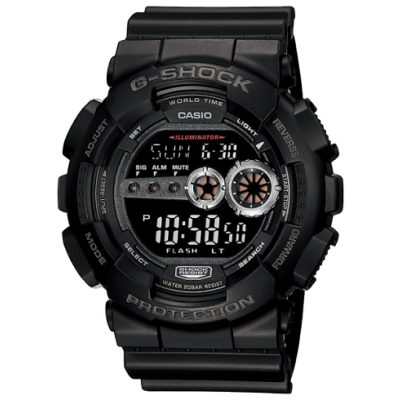 G-Shock Digital GD100-1B Wristwatch — Black