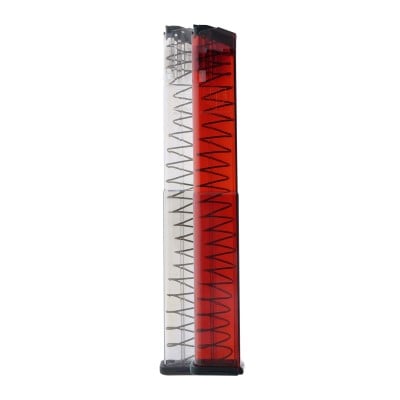 ETS Glock 18 9mm 40-Round Extended Magazine Red and Clear Colors