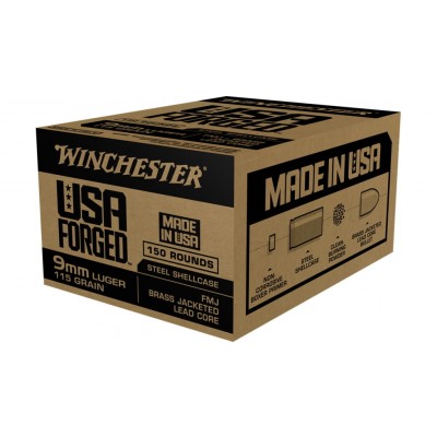 Winchester USA Forged Steel 9mm Ammo 115gr FMJ 150 Rounds