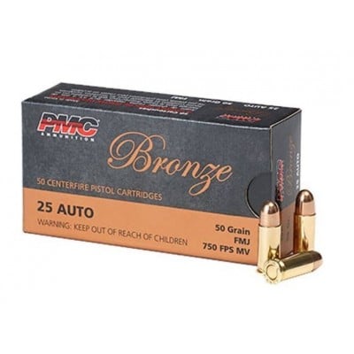 PMC Bronze .25 Auto Ammo 50gr FMJ 50 Rounds