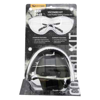 Pyramex Eye & Ear Protection Combo Clear Lens With Low Profile Earmuff