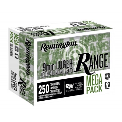 Remington Range 9mm Luger Ammo 115gr FMJ 250 Rounds