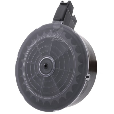 SGM Tactical Vepr 12 Gauge 25-Round Clear Drum Magazine Angulated Front View
