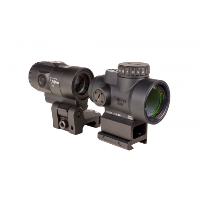 Trijicon MRO HD 1x25 Red Dot With Full Co-Witness Mount & 3X Magnifier With Quick Release Flip Mount