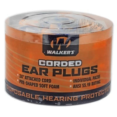 Walker's Corded Foam Ear Plugs - 50 Pair Jar