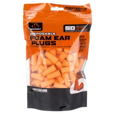 Walker's In-the-Ear Foam Hearing Protection – 50 Pairs Per Bag
