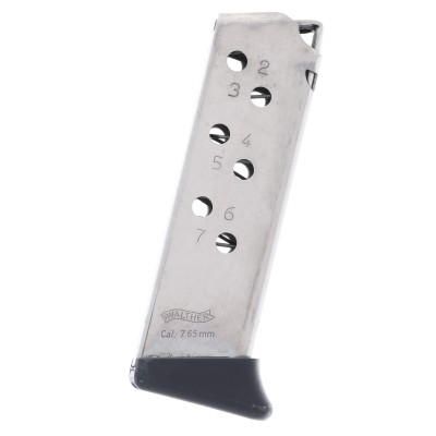 Walther PPK .32 ACP 7-Round Nickel Magazine w/ Finger Rest Right
