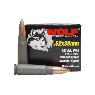 Wolf Performance 7.62x39mm Ammo 122gr FMJ 20-Round Box