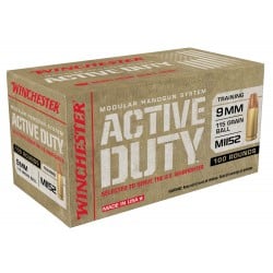 Winchester Active Duty 9mm Ammo 115gr FMJFN 100 Rounds