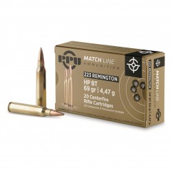 PPU Match .223 Remington Ammo 69gr HPBT 20 Rounds