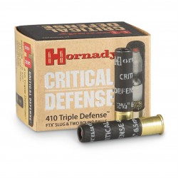 Hornady Critical Defense Triple Defense .410 Gauge Ammo 2.5" Lead 2 Round Balls / 1 Slug 35 Cal / 41 Cal 20 Shells