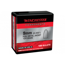 Winchester Centerfire Handgun Reloading 9mm .355 124gr FMJ 100 Projectiles