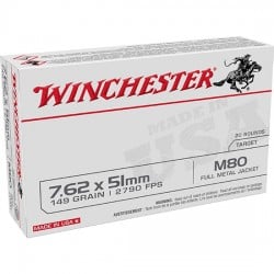 Winchester USA 7.62x51mm NATO 149gr FMJLC 20 Rounds