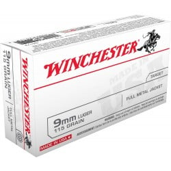 Winchester USA Target 9mm Ammo 115gr FMJ 50 Rounds