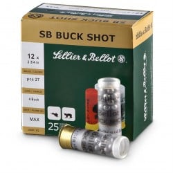 Sellier & Bellot 12 Gauge Ammo 2.75" 27 Pellets #4 Buck Shot 25 Shells
