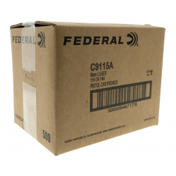 Federal 9mm Ammo 115gr FMJ 500-Round Case