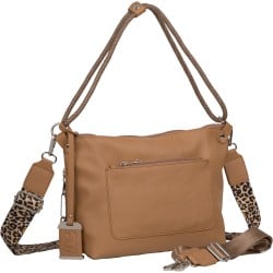 Bulldog Cases Hobo Purse With Holster - Tan Leather with Leopard Print Strap