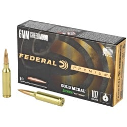 Federal Gold Medal Match 6mm Creedmoor Ammo 107gr Sierra MatchKing Hollow-Point 20-Round Box