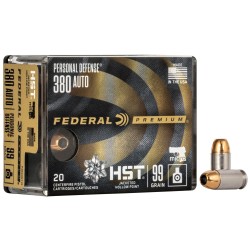Federal Premium Personal Defense .380 ACP Ammo 99gr HST 20-Round Box