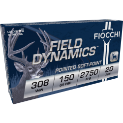 Fiocchi Field Dynamics .308 Win Ammo 150gr Pointed Soft Point 20 Rounds