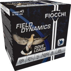Fiocchi Field Dynamics Dove & Quail 28 Gauge 2.75" 3/4oz #8 25 Rounds