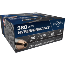 Fiocchi Hyperformance .380 ACP Ammo 90gr XTP 25 Rounds