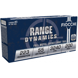 Fiocchi Range Dynamics .223 Remington Ammo 55gr FMJBT 200 Rounds