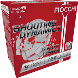 Fiocchi Shooting Dynamics 12 Gauge Ammo 2.75" 1oz #8 Shot – 25 Shells