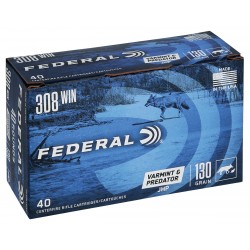 Federal American Eagle Varmint & Predator .308 Winchester Ammo 130gr JHP 40 Rounds