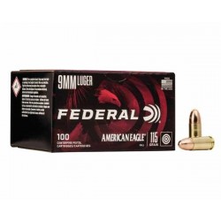 Federal American Eagle 9mm Ammo 115gr FMJ 100 Rounds