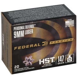 Federal Premium HST 9mm Ammo 147gr JHP 20 Rounds