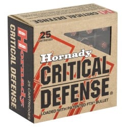Hornady Critical Defense 380ACP Ammo 90gr Hollow Point 25-Rounds