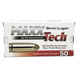 MaxxTech 9mm Ammo 124gr FMJ 50 Rounds