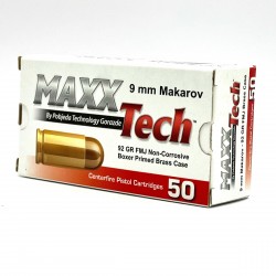 Maxxtech 9x18 Makarov Ammo 92gr FMJ 50 Rounds