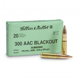 Sellier & Bellot .300 Blackout Subsonic Ammo 200gr FMJ 20 Rounds