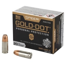 Speer Gold Dot Personal Protection 9mm +P Ammo 124gr Hollow-Point 20-Round Box